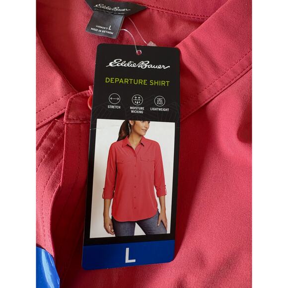 Eddie Bauer Departure shirt size large  NEW with tags attached red/orange - Picture 8 of 9